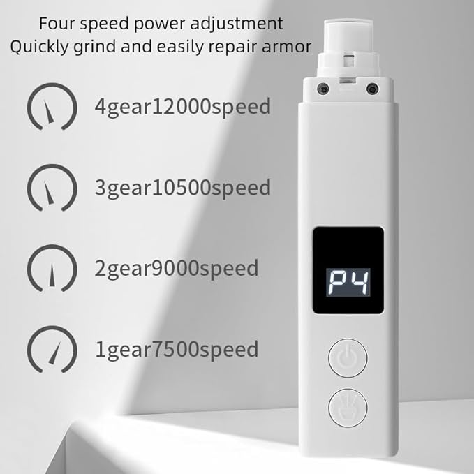 Dog Nail Trimmers, 4-Speed Dog Nail Grinder, Painless & Quiet Pet Nail Trimmer for Large Dogs, Medium & Small Dogs/Catsï¼2 Grinder Wheelsï¼