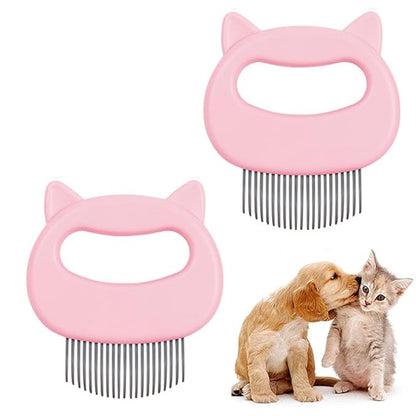 2 Pcs Cat Combs, Soft Fine Teeth Cat Hair Comb Pet Massage Comb, Short Long Hair Removal Massage Cat Shell Comb, Dog Cat Deshedding Brush Grooming Comb for Shedding Matted Fur, Knots & Tangles (pink)