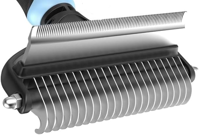 Cat & Dog Brush for Shedding - Dog Shedding Brush for Pet Grooming Tools - Double Coat Dog Brushes for Grooming - 2 in 1 Dog Deshedding Brush & Undercoat Rake for Dogs - Cat Hair Brush Deshedder(Blue)