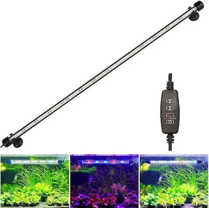 Submersible Aquarium Light Underwater Fish Tank Light with Timer Auto On/Off, LED Aquarium Light Bar 3 Light Modes Dimmer Adjustable Brightness,28.7inch (with Timer&dimmer)