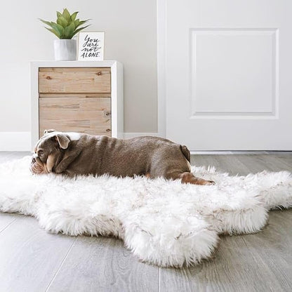 PupRug Orthopedic Dog Bed for Dogs with Soft Faux Fur and Memory Foam for Joint Pain Relief, Machine Washable Waterproof Couch Bed, White, Medium