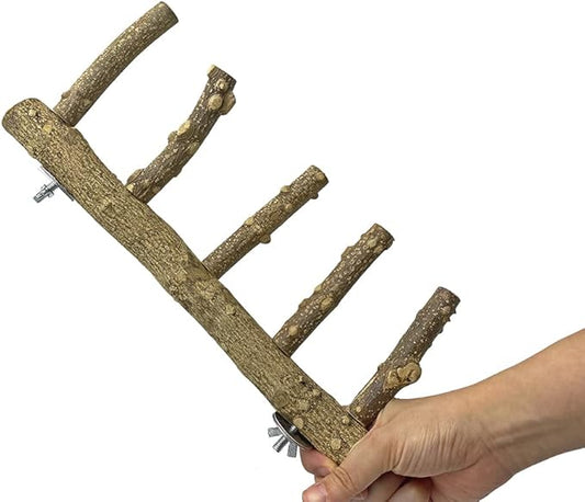 Parrot Natural Sichuan Pepper Wooden Bird Ladder Perch Cage Nature Wood Stand Chew Toy Parrot Bird Cage Accessories Suitable for Small and Medium Sized