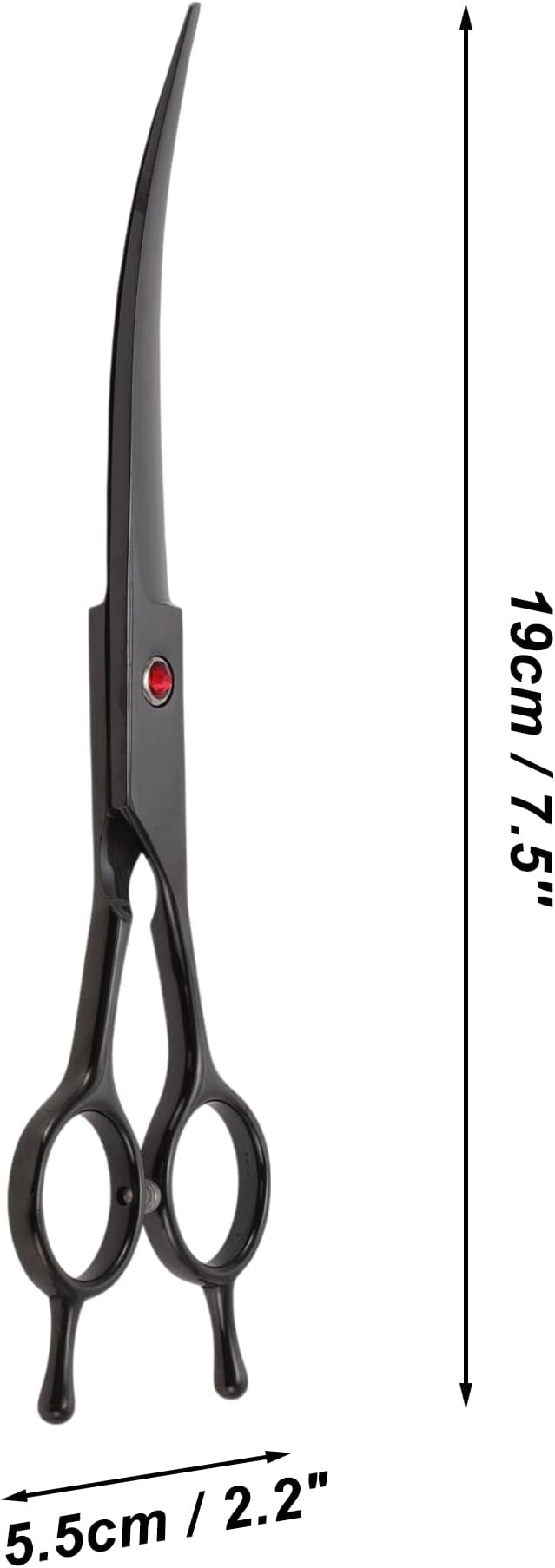 Dog Grooming Scissors, with Ergonomic Handle, Pill Popper for Cats, Upper Bend Shears, Stainless Steel Curved Shears for Dogs Cats, Black, 7.5inch