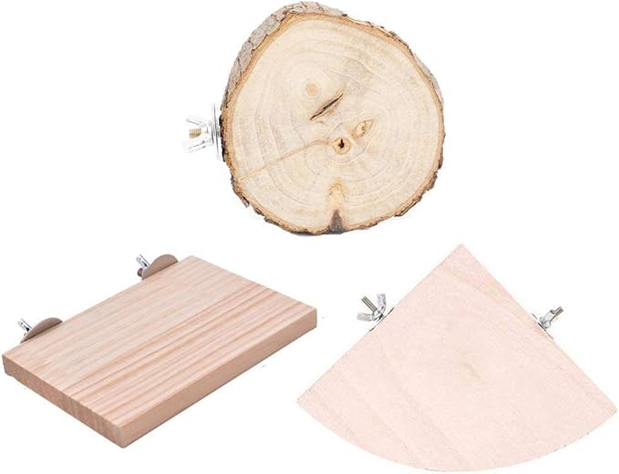3 Pcs Birdcage Perches Parrot Cage Perch Wooden Platform Stand Bird Perch Stand Toy Hamster Springboard Chinchilla Cage Corner Shelf Laddered Natural Wood Branches Exercise Toy for Parakeets Hedgehog