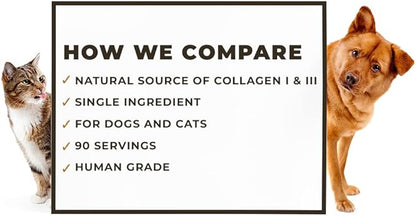 8oz Beef Bone Broth Powder for Dogs and Cats – Human Grade Grass-Fed Bone Broth for Picky Eaters – Supports Joints and Gut Health – Single Ingredient Bone Broth for Cats -Dog Food Toppers For Dry Food