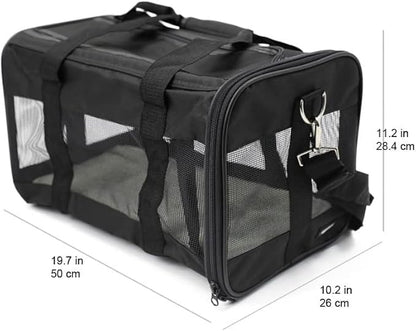 Amazon Basics Dogs and Cats Carrier, Soft Sided Pet Carrier, Black, Large, 50 cm L x 26 cm W x 28 cm H