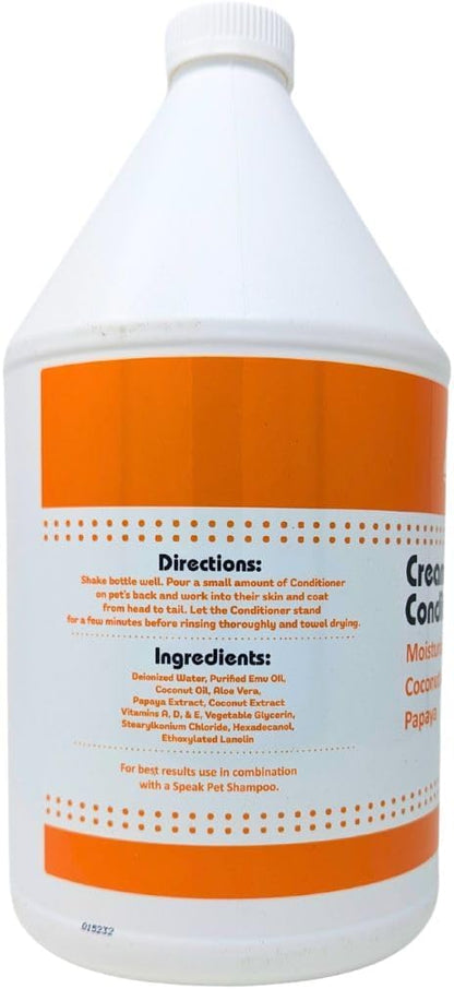 Dog Natural Cream Rinse Conditioner, Coconut Papaya Moisturizing, 1 Gallon