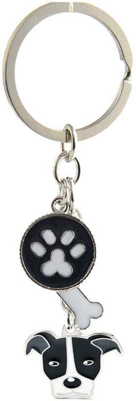 Dog Keychain, Puppy Keyring Keyfob Metal Pet ID Tags for Clothing Bag Adornment Accessory (24-Pit Bull Terrier)