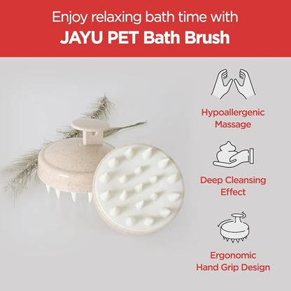 JAYU PET Shower Groomer - Grooming Pet Shampoo Brush, Cat Dog Hypoallergenic Bath and Massage Brush, Soft Silicone Bristles Scrubber for Puppy & Kitten, Easy Grip & Bubble Maker Comb (0.18 lb)