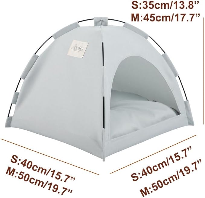 Cute Cat Teepee Cave, Cat Tent Foldable Indoor Outdoor with Thick Mat,Puppy Bed Tent,Bunny Pet Tent Teepee,Portable Dog House Teepee Tent, Cat Bed,Dog Bed Tent,Puppy Bunny,Pet Tent Teepee (J, S)