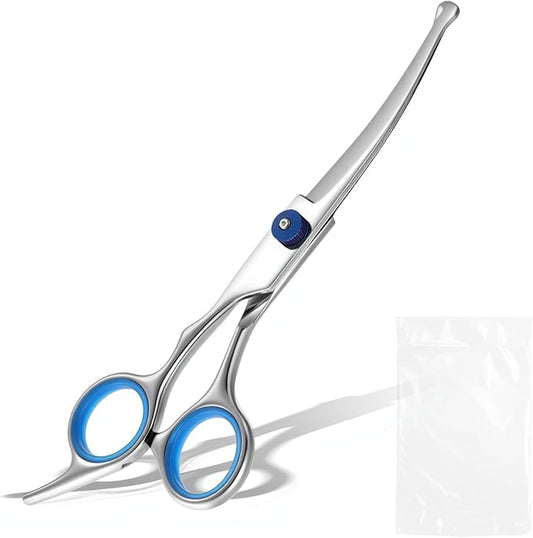 Dogs Scissors Curved Dog Grooming Scissors Round Tips Pet Grooming Shears Professional Dogs Cats Pets Groomings Shears 6.8 inches for Dog Cat on Face Paw Hair Trimming