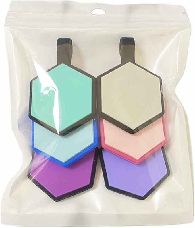 6 Pack Original Silent Hexagon Shape Silicone Pet Tag,Modifiable ID Dog Tags,with Double Blank Sides to Engrave,6 Lovely Colors in One Set