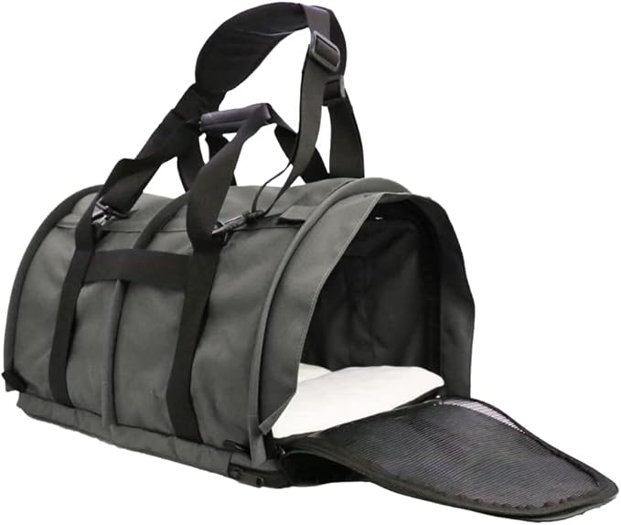 SturdiBag Medium Pet Travel Carrier: Flexible Height for Cat and Dog Soft Sided with Safety Clips and Seatbelt Straps | Smoke, 15" x 12" x 12" (PN: SB1.5-PRO-SM)