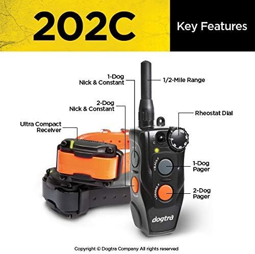 Dogtra 202C Waterproof ½-Mile One-Handed Operation 2-Dog Remote Training Dog E-Collar
