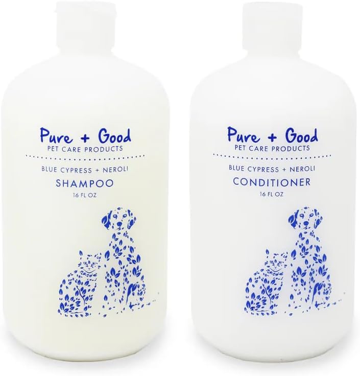 Blue Cypress + Neroli Shampoo and Conditioner Set, Calming Blue Cypress and Neroli Blossoms, Formulated for All Pets, Gentle and Cleansing, Made in The USA, Cruelty Free, 16 fl oz