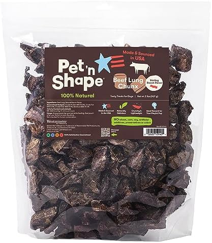 Pet 'n Shape CHUNX - Beef Lung Natural Dog Treats - Made and Sourced in the USA, 32 Ounce