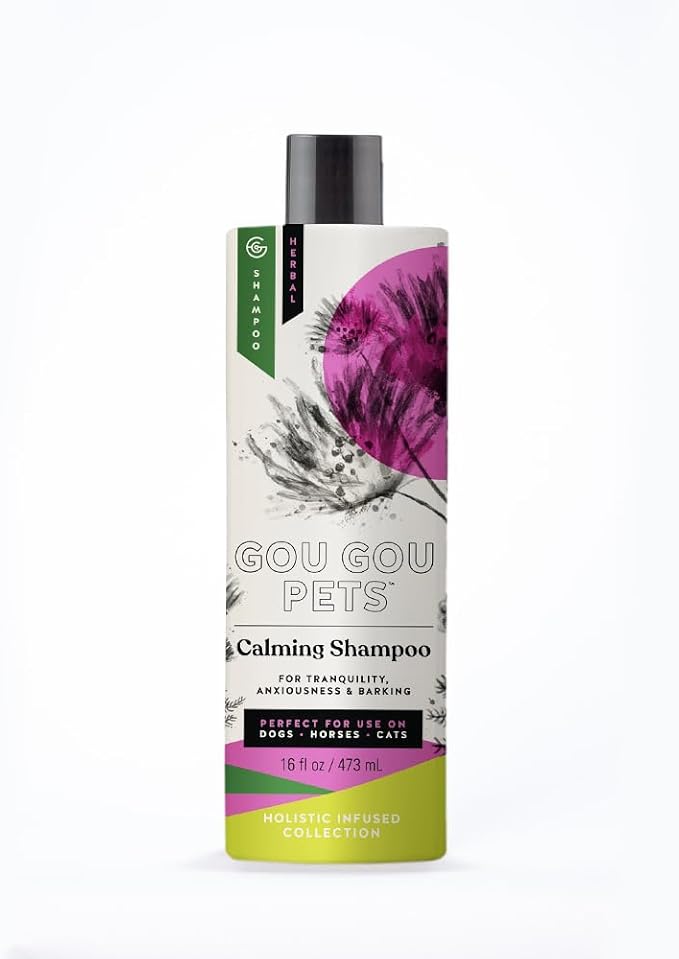 Holistic Natural Derived Calming Pet Shampoo for Anxiety: Veterinarian Recommended: Providing Stress Relief for Dogs, Cats and Horses - Made in USA - 16 oz