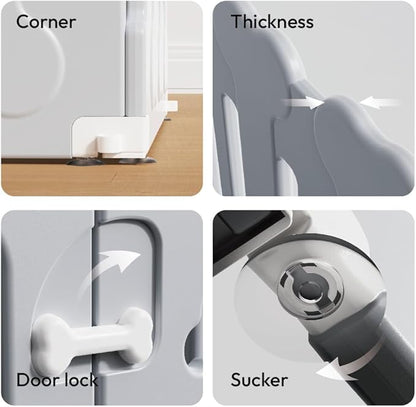 Dog Playpen, Puppy Playpen for Small Dogs, Indoor Dog Play Pen with Door & Lockable Gate, Foldable Portable Pet Fence, 61" x 61" x 24", Easy to Assemble