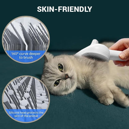 Cat Steam Brush,3 in 1 Pet Hair Removal Comb, Self-Cleaning Spray Cat Brush for Shedding,Steamy Pet Brush with Release Button and Tank - Suitable for Long and Short Hair Dogs and Cats, White