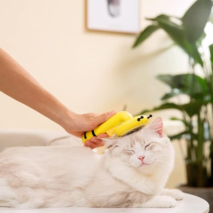 Cat Self Cleaning Slicker Brush, Cat Grooming Brush, Short and Long Haired remover for Dogs and Cats, Slicker Brush Removes Loose Undercoat & Tangled Hair (Bee yellow)