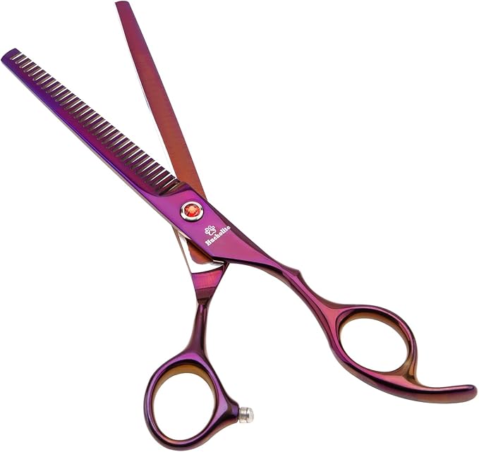 8.0 in 9CR Titanium Professional dog grooming scissors set,Grooming Scissors for Dogs Cats,Pet nail clippers,Shears, Straight,Curved,Thinning Shears,Comb for Full Body,Face, Nose,Ear,Paw