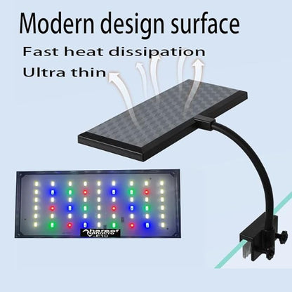 Clip-On Aquarium Light 10W Full Spectrum LED Nano Fish Tank Light with Timer & Dimmer and 3 Lighting Modes for Freshwater Plants & Tropical Fish Ideal for 8-20 Inch Tanks (3-8 Gallons)