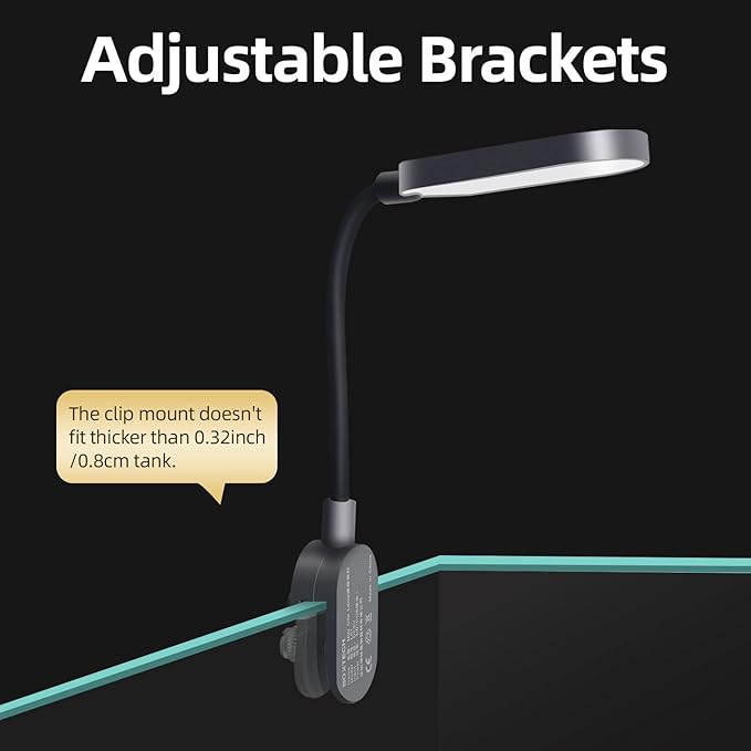 UPETTOOLS Aquarium Light with Adapter LED Clip on Fish Tank Light Small Full Spectrum USB Light 360° Rotation Lighting 5W