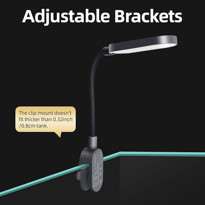 UPETTOOLS Aquarium Light with Adapter LED Clip on Fish Tank Light Small Full Spectrum USB Light 360° Rotation Lighting 5W