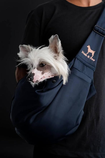 Noah & Paw Dog Sling Carrier for Small Dogs 5-18lb, Dog Sling for Small Dogs and Cats, Dog Carrier with Adjustable Padded Strap, Premium Twill, Lined with Fur, Double Safety Feature, Machine Washable