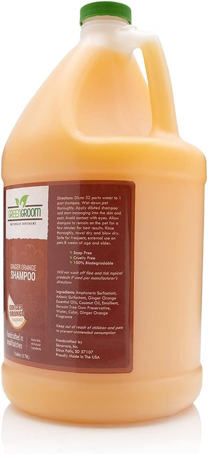 Green Groom Ginger Orange Aromatherapy Dog Shampoo, 1 Gallon | All Natural Ingredients, Ginger Orange Essential Oils, Adds Vibrant Shine, Calming and Relieves Tension