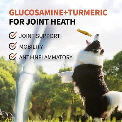 Chicken Wrapped Dog Bone Treat Sticks with Glucosamine & Turmeric, Easy to Digest, Non-Rawhide Soft Chicken Cheese Dog Chew Treats 15pcs/Pack