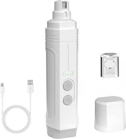 NUMINA Dog Nail Grinder with 2 LED Light 3-Speed Professional Electric Rechargeable Pet Nail Trimmer Quiet Painless Paws Grooming & Smoothing for Small Medium Large Dogs & Cats (White)