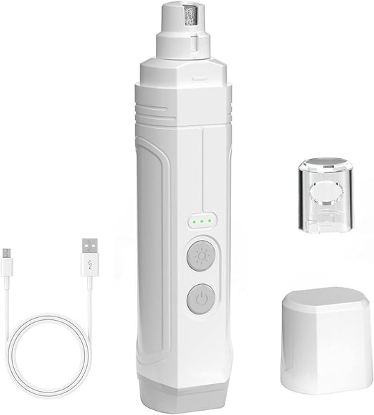 NUMINA Dog Nail Grinder with 2 LED Light 3-Speed Professional Electric Rechargeable Pet Nail Trimmer Quiet Painless Paws Grooming & Smoothing for Small Medium Large Dogs & Cats (White)