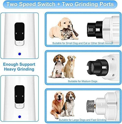 Pet Nail Grinder for Small-Breed Canines: Dog Nail Trimmer with Speed Adjustment, Safe Dog Nail Clippers, Automatic Dog Nail Trimmer, and Quiet Cat Nail File in All-Inclusive Durable Chassis