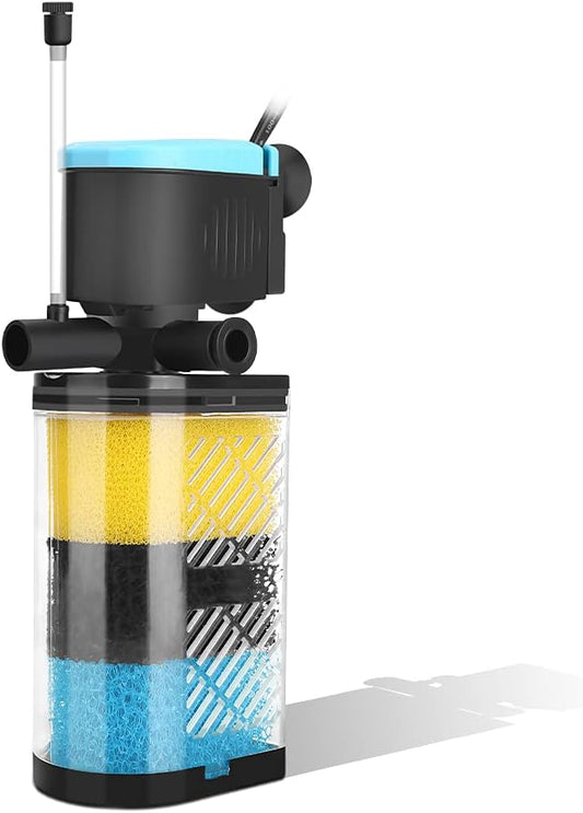 Kulife Aquarium Filters – 3-Stage Aquarium Filter in-Tank Filter Internal Filter Fish Tank Filter Turtle Filter for 70-100 Gallon Fish Tanks with Dual Water Outlet and Aeration