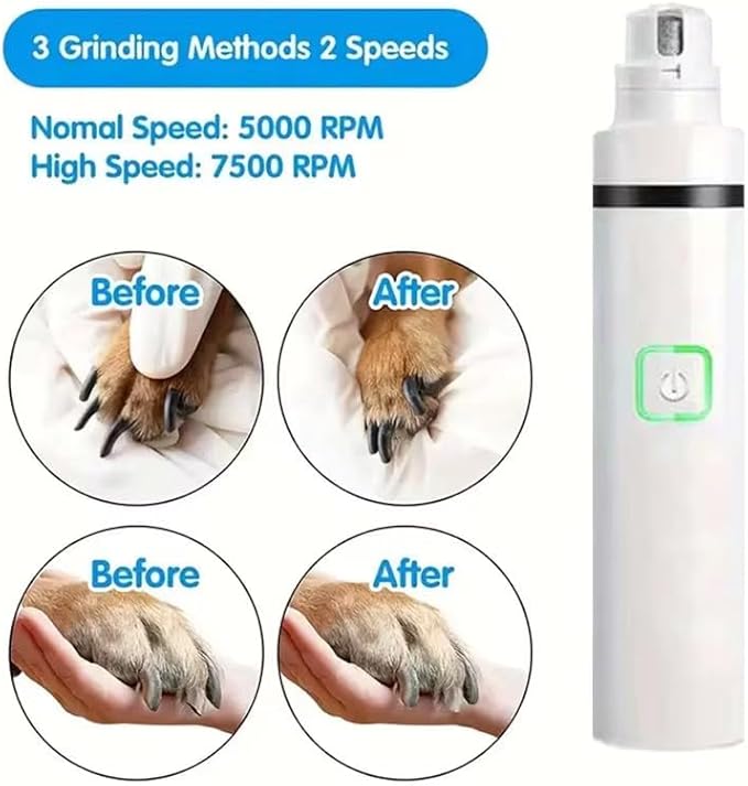 Dogs Hair Clippers Grooming Kit with Nail Grinder,3-in-1 Electric Rechargeable Pet Claw Care Trimmer, Dog Grooming Clippers,Nail Shaver & Grinder,Grooming kit for Poodles,puppy grooming kit, (White)