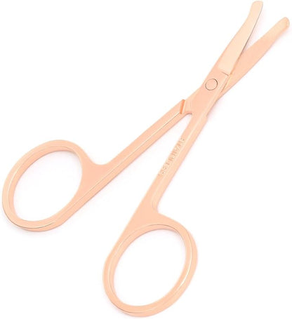 3.5 Inch Silent Pet Grooming Tiny Safety Scissors for Cats & Dogs - Quiet Alternative to Electric Clippers for Sensitive Pets (Rose Gold-Curved)