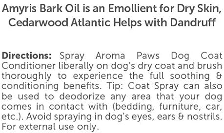 Scented Dog Coat Spray – Cleansing, Conditioning, Moisturizing – Toxin Free, Healthy Ingredients – Aromatic Grooming Puppy Spray – Loosens Knots, Tangles – 4.5 Oz., Amyris & Cedarwood