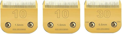 2pack10#30 Detachable Pet Dog Grooming Clipper Ceramic Sharp,Compatible with Andis,Oster A5,Wahl KM Series Clippers,Cut Lengt 1/16 1.5mm 1/50" 0.5mm 3 Pack