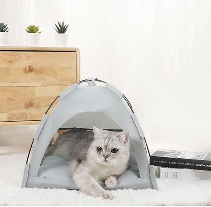 Cute Cat Teepee Cave, Cat Tent Foldable Indoor Outdoor with Thick Mat,Puppy Bed Tent,Bunny Pet Tent Teepee,Portable Dog House Teepee Tent, Cat Bed,Dog Bed Tent,Puppy Bunny,Pet Tent Teepee (J, S)