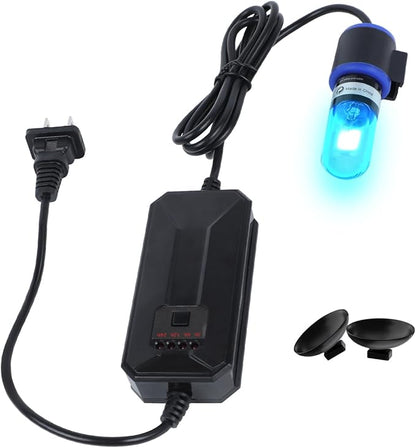 UV-C Aquarium Clean Light with Timer, Mini 3W 5W 7W 9W 11W Submersible Algae Clean Light Water Green Clean Fish Tank Water Clean Lamp for Sump Pond Filter Tank (3W Timer)