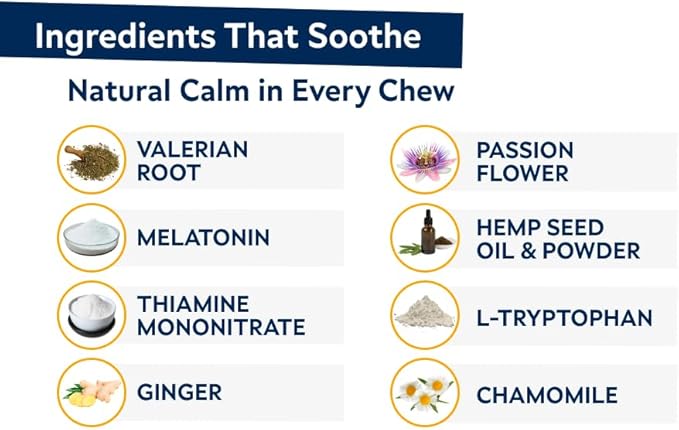 STRELLALAB Hemp Calming Chews for Dogs - Melatonin Dog Treats - Anxiety Relief - Calming Chews - Sleep & Stress Aid for Separation - 120ct Hickory Bacon Flavor
