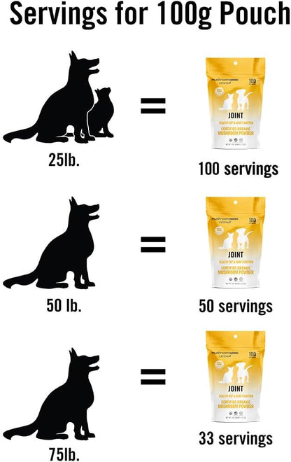 Om Mushroom Matrix Pet - Canine | Joint & Hip Function | USA Grown Human-Grade Organic Mushroom Powder Pet Supplement | Promotes Resilient Bones & Joints for Dogs & Cats | 100 Grams, 3.5 oz