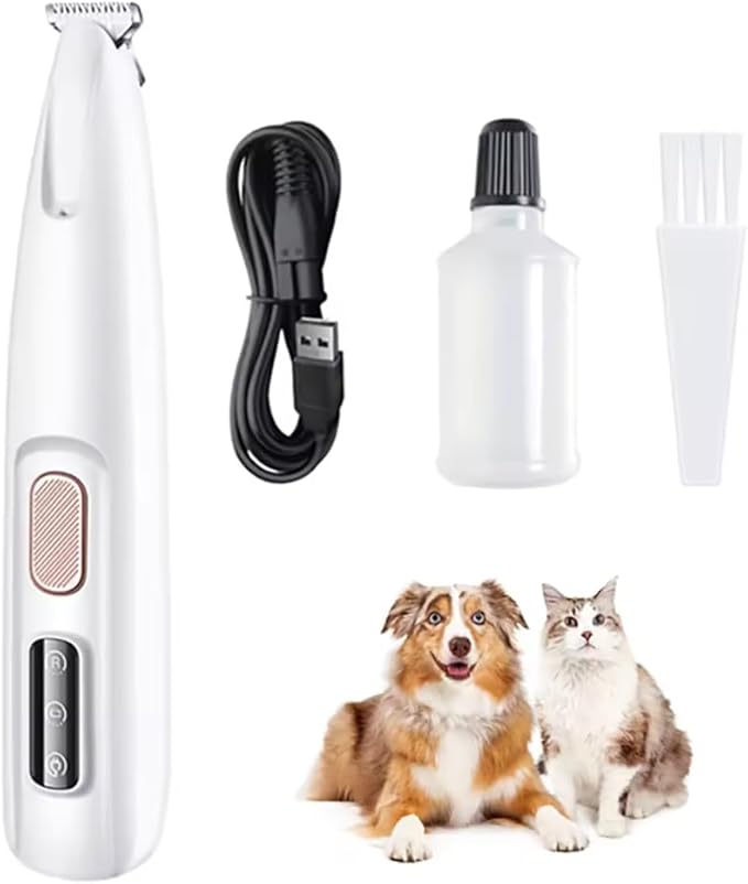 Dog Paw Trimmer, 35 dB Low Noise, 18 mm Widen Blade, LED Display, Rechargeable, Waterproof, Clipper for Dogs and Cats