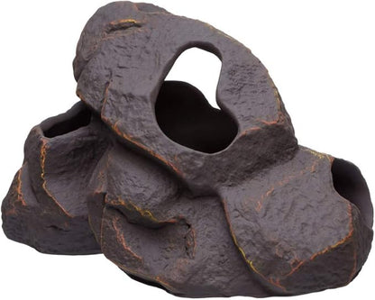 Plecoceramics Aquarium Ceramic Decorations Cave Betta Stone Decor - Aquarium Fish Tank Hideway Decor for breeding Cichlids Plecos Betta Toys Hideout (Magma Rock)