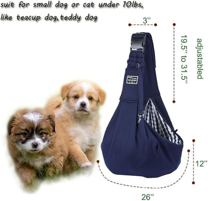 Dog Slings for Small Dogs,Adjustable Puppy Cat Sling Mesh Hands Free Chest Bag Escape Proof for Small Pet 10lbs Daily Walk,Outdoor Activity (Blue)