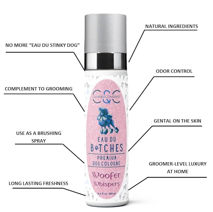 Eau Du Btches - Woofer Whispers Premium Dog Cologne, 3.4 fl oz - All-Natural & Alcohol-Free - Luxury Long Lasting Scent