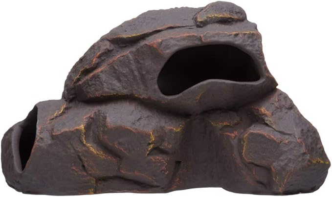 Plecoceramics Aquarium Ceramic Decorations Cave Betta Stone Decor - Aquarium Fish Tank Hideway Decor for breeding Cichlids Plecos Betta Toys Hideout (Magma Rock)