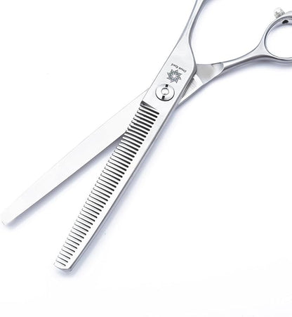 6.5/7/8 inch Chunker/Thinning/Blending Dog Shear Japanese 440C Stainless Steel Pet Grooming Thinning&Texturizing Scissors with Fine Adjustment Tension Screw (C-7 inch-46 Teeth)