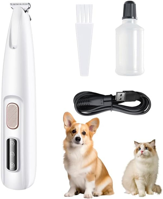 Dog Paw Trimmer, Ultra-Low Noise Electric Pet Paw Trimmer with LED Light